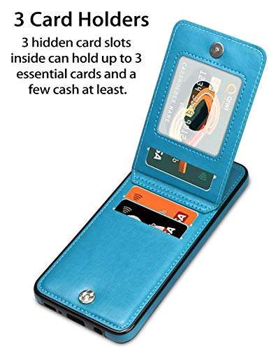 SHIYISHI Flip Case for Samsung A10E Case, Embossed Flower Series Premium PU Leather Galaxy A10E case for Women with Wallet Card Holders Slim A10E Phone Case for Samsung Galaxy A10E / A20E, Lake Blue 3