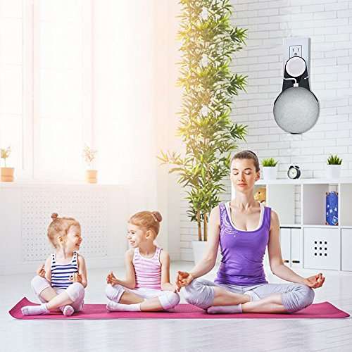 Google Home Mini Mount，Caselover Home Mini Outlet Wall Mount Hanger Stand for Voice Assistants,without Messy Wires or Screws (Black, 1) 5