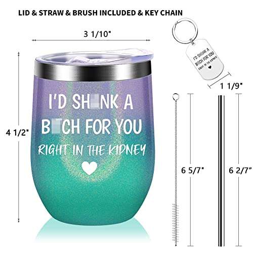 Nurforta Gifts for Best Friend - Funny Birthday Gifts for Women, Bestie, Sister Gifts from Sister, Friendship Gifts - Vacuum Insulated Tumbler with Keychain Glitter 12oz 3