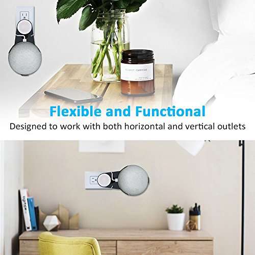 Google Home Mini Mount，Caselover Home Mini Outlet Wall Mount Hanger Stand for Voice Assistants,without Messy Wires or Screws (Black, 1) 2
