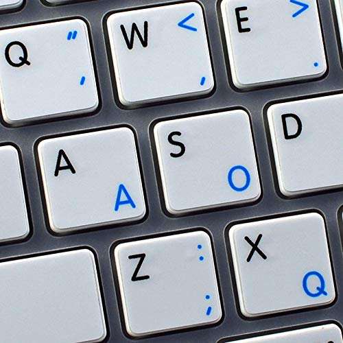 Apple NS Dvorak - English Non-Transparent Keyboard Decals Black OR White Background for Desktop, Laptop and Notebook (White Background) 1