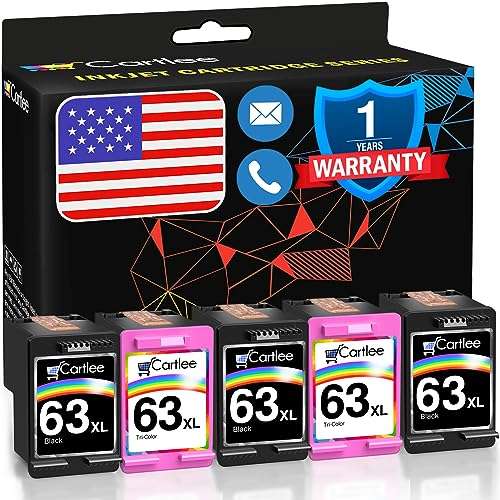 Cartlee Remanufactured Ink Cartridges Replacement for HP 63XL 63 XL for Envy 4512 4520 DeskJet 3632 2130 1110 1112 2132 3630 3634 3636 3637 OfficeJet 3830 3833 4650 4652 5255 5258 Printer Black, Color 1