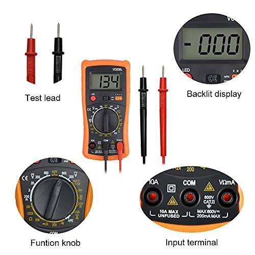 Digital Multimeter Pocket Clamp Multimeters Multi Tester Voltmeter Ammeter Ohmmeter AC/DC Ohm Volt Amp and Diode Voltage Electrical Tester Meter with Backlight LCD,Home Professional Use Automotive,etc 3