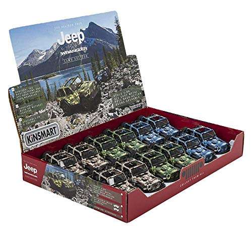 KiNSMART - 1/34 Scale Model Compatible with Jeep Wrangler Rubicon 2018 Camo Open Top (Beige) 4