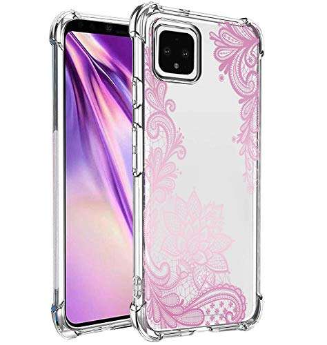 Bereajoy for Google Pixel 4 XL Case，Ultra-Thin TPU Soft Plastic Anti-Fall Mobile Phone Protection Case Cover for Google Pixel 4 XL (Pink lace)
