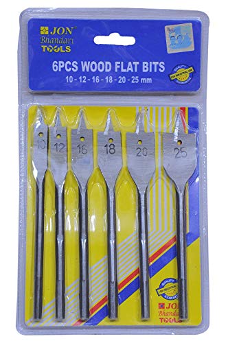 Jon Bhandari Tools 6pcs Flat Drill Bit Set for Wood