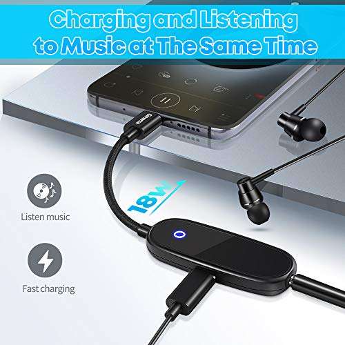 USB C to 3.5mm Headphone and Charger Adapter, Gimama 2-in-1 USB C to Audio Adapter, PD Fast Charging, Hi-Res Sound, Compatible with iPad Pro 2018/2020, Google Pixel 2/3/XL, Galaxy Note10/S20/A60/80/8S 2