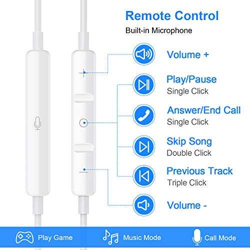 USB C Headphone for iPhone Air 17 Pro Max 16 16e 15 Plus for Samsung S25 S24 S23 FE S22 S21 A17 Galaxy Z Flip Type C Earphone with Mic Control Noise Cancel Wired Earbuds for iPad A16 10 Pixel 7 8 9a 9 3