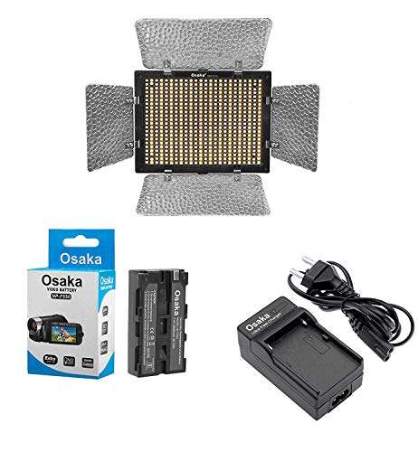 Osaka LED Video Light OS 576 Slim with 8000 mAH F750 Battery & Ultra Fast Charger for all DSLR and Video Cameras and YouTube Video shooting 1