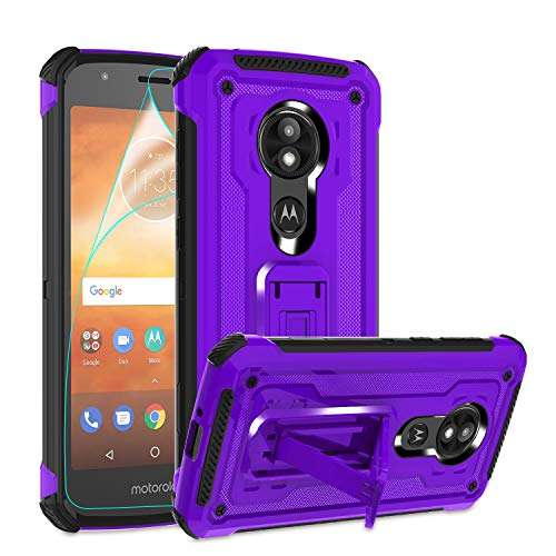 ATUMP Moto E5 Play Case,Moto E5 Cruise Case with HD Screen Protector, Military Grade Drop Protection Defender Full-Body with Kickstand Phone Case for Motorola E Play (5th Generation) Purple 1