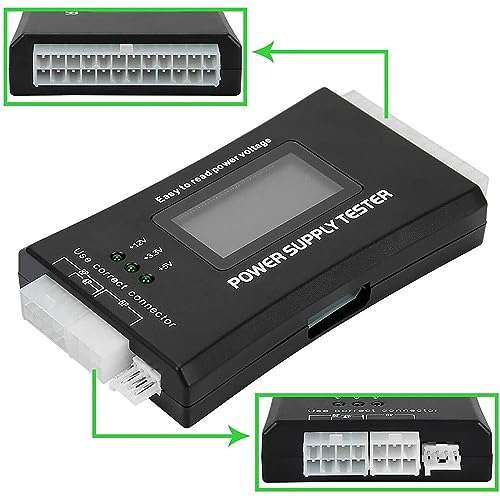 TECKEEN Voltage Tester 20 24 Pin, LCD Power Supply Tester for ATX, ITX, BTX, PCI-E, SATA, HDD 3