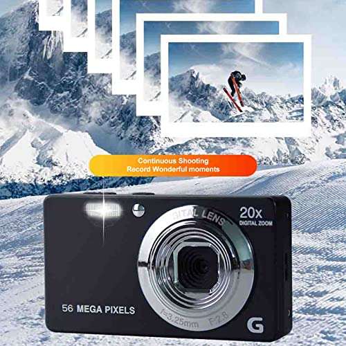 XF500 Digital Camera, 2.7in LCD Screen 56MP 20X Digital Zoom 4K Vlogging Camera, Built in Flash, Support 128G Memory Card, 750mAh Battery Selfie Anti Shaking Camera (Black) 4