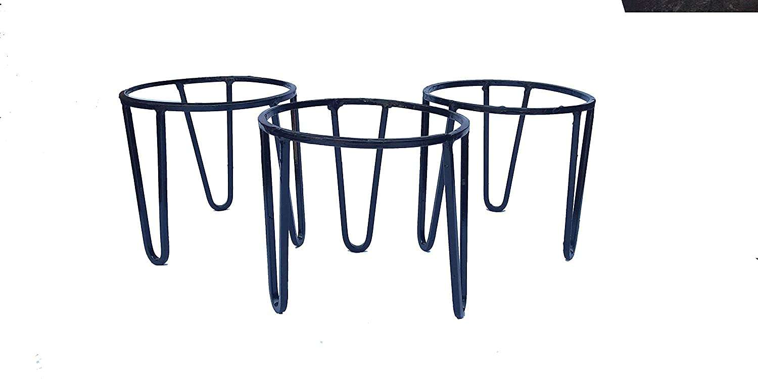 Amron Iron Plant Stands/Matka Stand/Pot Stands/Flower Stand, Black,for Office, Garden, Home,Kitchen 9 x 7" x 9" (Set of 3) 5