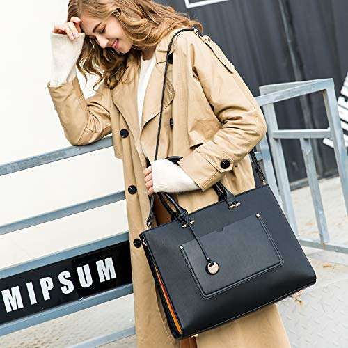 Laptop Tote Bag for Women 15.6 Inch 16 Large Capacity Multi Pockets PU Leather Ladies Busiess Leisure Shoulder Computer Laptop Case 5