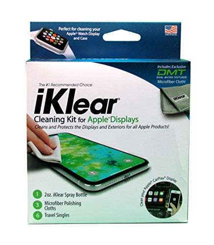 iKlear Premium Screen Cleaner Kit - Made in USA 2 oz Spray Bottle, Large Microfiber "Chamois" Cloth, 2 Travel Size DMT Microfiber Cloths Streak-Free Cleaning for Screens, Laptops, Tablets, TVs, 1