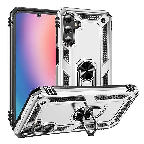 Korecase Compatible with Samsung Galaxy S20 FE S20 LITE Case, Extreme Protection Armor Dual Layer Protective Cover with 360 Degree Swivel Ring Kickstand Silver