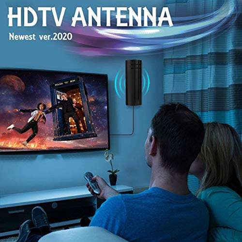 TV Antenna, 2020 Newest Outdoor Indoor TV Antenna, 220 Miles Range with 36ft Coax Cable, Support 4K HD Local Channels and All TV's Digital Antenna 3