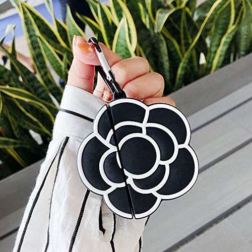 ONGHSD for Airpods Case Cover,Cute 3D Camellia Flower Silicone Cover for Apple Airpods 1 2 Case Earphone Cover for Airpod Floral Pattern with Keychain Gift for Girls Kids or Woman 4