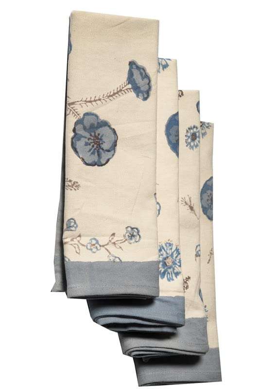 CONTRAST LIVING Srasni Hand Block Printed Kitchen Towel/Dish Towel/Hand Towel Multi Color Set of 4 Pcs 4