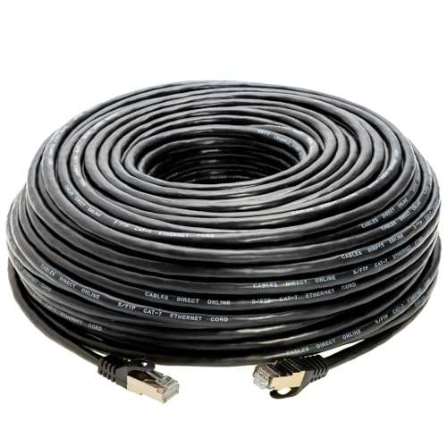 Cables Direct Online 100FT S/FTP Cat7 Copper Network Ethernet Patch Cable, Internet Wire, Compatible with PC, Laptop, Modem, Router, TVs, Printer Cord, Consoles for Home and Office (100ft, Black) 6