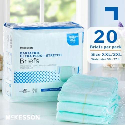 McKesson Ultra Plus Stretch Briefs, [80 Count], XXL/3XL, 58-77 in. Incontinence Adult Diapers, Heavy Absorbency, Unisex, Disposable, Elastic Leg Gathers and Contoured Fit for Men and Women 2