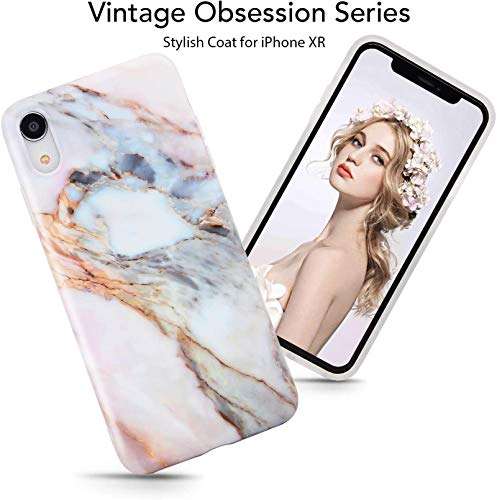 Imikoko iPhone XR Case Marble, iPhone XR Slim Case, Soft Flexible TPU Marble Case Shockproof Protective Case Cover for iPhone XR 6.1 inch (Pink) 2