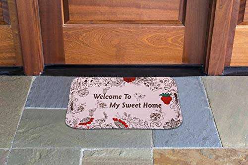 Ramcha 2 Piece Microfibre Welcome to My Sweet Home Mat - 16" x 24", Multicolour 1