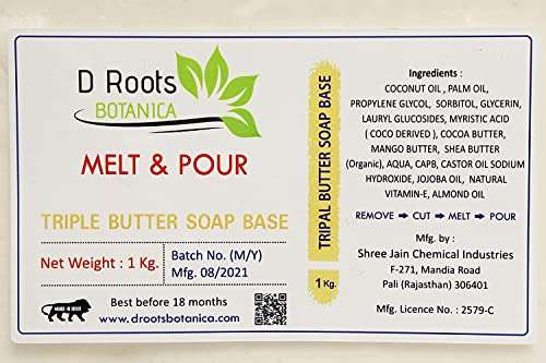 Roots D Botanica Triple Butter Soap Base Cocoa, Mango And Shea Butter PACk (1 kg) 3