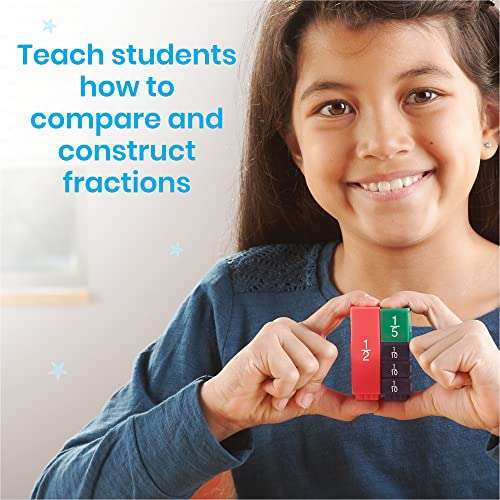 hand2mind Rainbow Fraction Tower Cubes, Fraction Equivalency, Montessori Math Blocks Materials for Kids, Math Manipulatives 4th Grade, Elementary Teacher Must Haves (Set of 51) 4