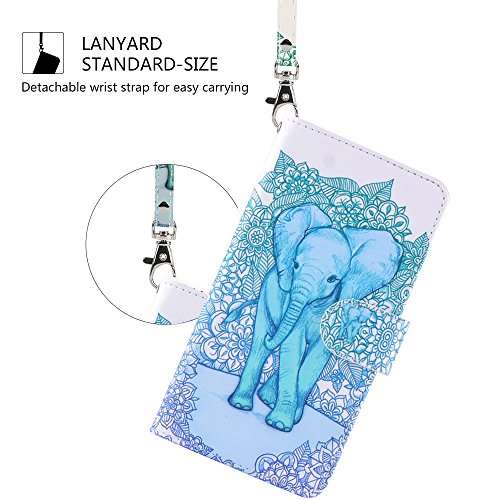 UrSpeedtekLive LG G7 Case, LG G7 ThinQ Case, Premium PU Leather Wristlet Flip Wallet Case Cover with Card Slots & Stand for LG G7/LG G7 ThinQ,Elephant 5