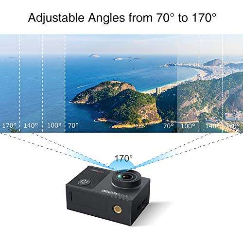 Dragon Touch 4K Underwater HD Action Camera, Vision 3 Pro Touch Screen 20MP 100FT Waterproof Video Camera Adjustable View Angle WiFi Sports Camcorder with Remote Control Helmet Accessories 4