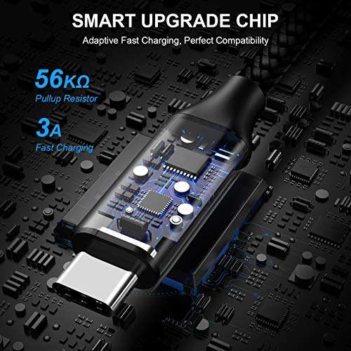 Synqe USB Type C Fast Charging Cable Charger Cord 3A QC 3.0 Data Cable Compatible with Samsung Galaxy S10e S10 S9 S8 S20 Plus, Note 10 9 8, A20e A40 A50 A70, Moto G7 G8 (1M, Black) 3