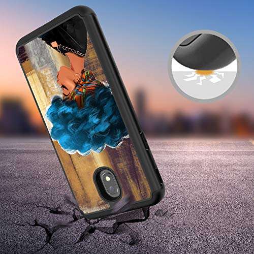 Galaxy J7 2018/J7 Refine/J7 Star/J7 TOP/ J7 Aero/J7 Eon Case,Rossy Hybrid TPU Plastic Dual Layer Armor Defender Protection Case for Samsung Galaxy J7 2018,African Women with Blue Hair 2