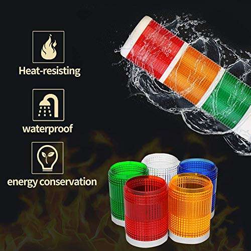 YJINGRUI LED Industrial Signal Tower Light 3 Layers Flash LED Light with Buzzer Alarm Warning Lamp for CNC Machines (DC12V) 3
