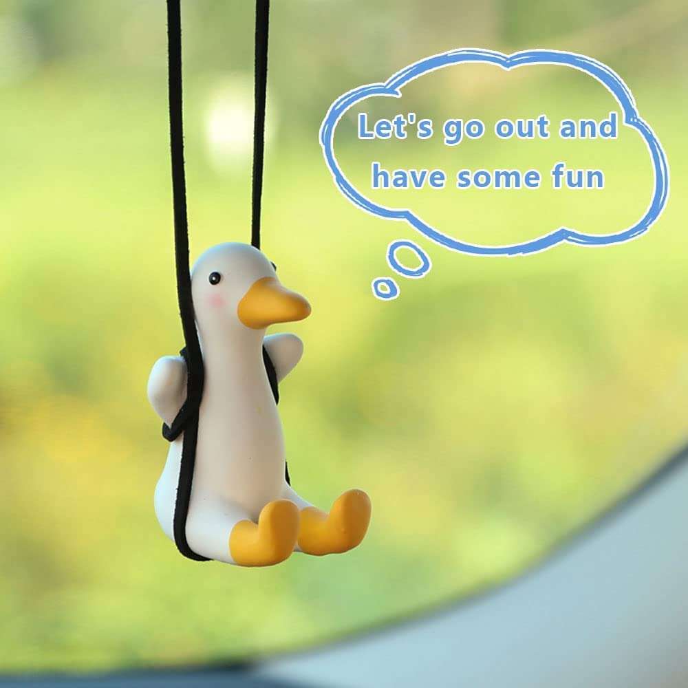Bestrix Cute Swing Duck Car Rear View Mirror Hanging Decoration | Car Hanging Ornament 3