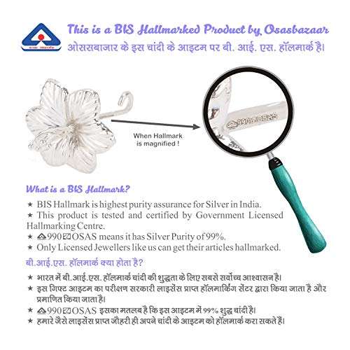 Osasbazaar Pure Silver Artificial Flowers for Puja, Temple at Home, Workplace and Gifting - 97%-99% Pure BIS Hallmarked (Silver, 6 Pieces) 6