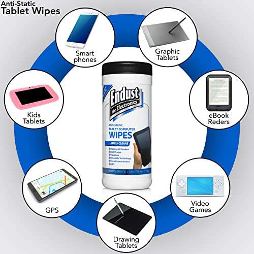 Endust For Electronics Screen Cleaner Wipes, Electronics Surface Cleaning Wipes, For Tablet, E-Reader, Computer Monitor, Laptop, Phone, TV, GPS, Pre-Moistened, Alcohol & Ammonia Free, 70 Count (12596) 4