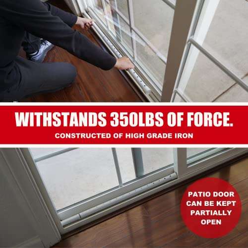 SecurityMan Adjustable Door Security Bar - Constructed of High Grade Iron - Great for Apartment Security or Home Protection Door Stoppers -(18.25”-47.5” for Doors / 18.25”-46.5” for Patio Doors) White 5