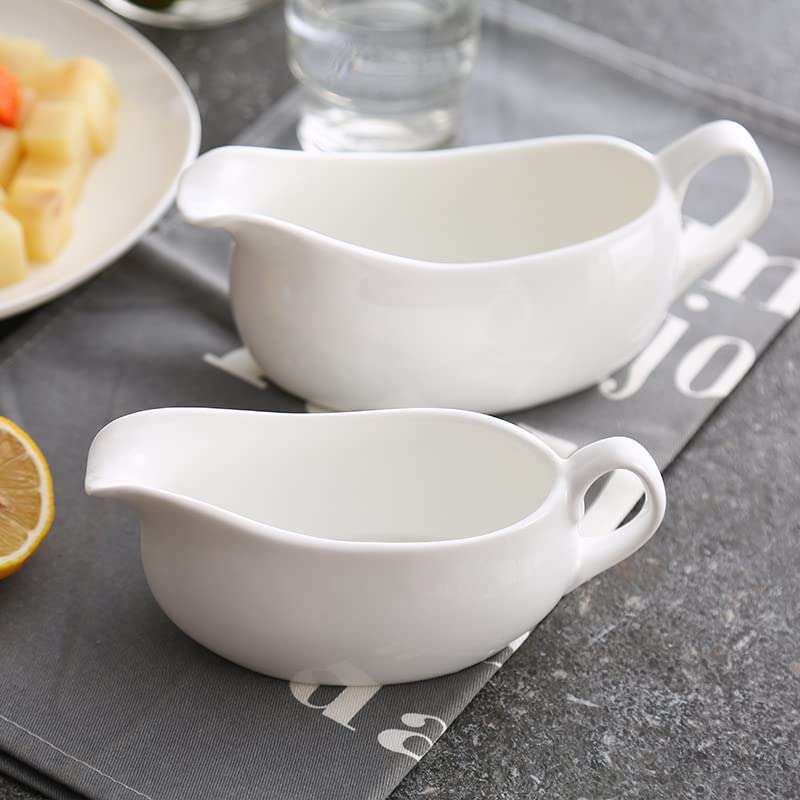 123Arts Gravy Boat Ceramic Sauce Boat for Salad Dressings Creamer Broth Black Pepper,400ml 5