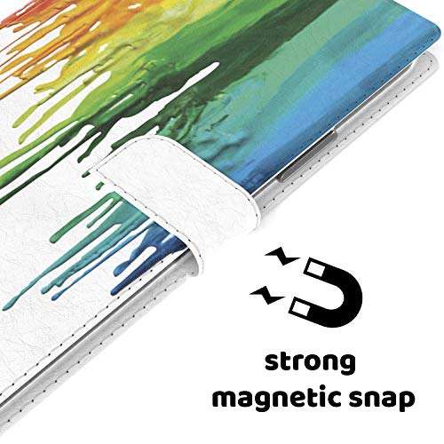 Mertak Wallet Case Compatible with Samsung Galaxy Note 20 Ultra S21 Plus S20 A70 S10 Paint Flip Magnetic Colorful Folio Cover Protective Cute Dripping Art Slim Lightweight Rainbow Card Holder Abstract 4