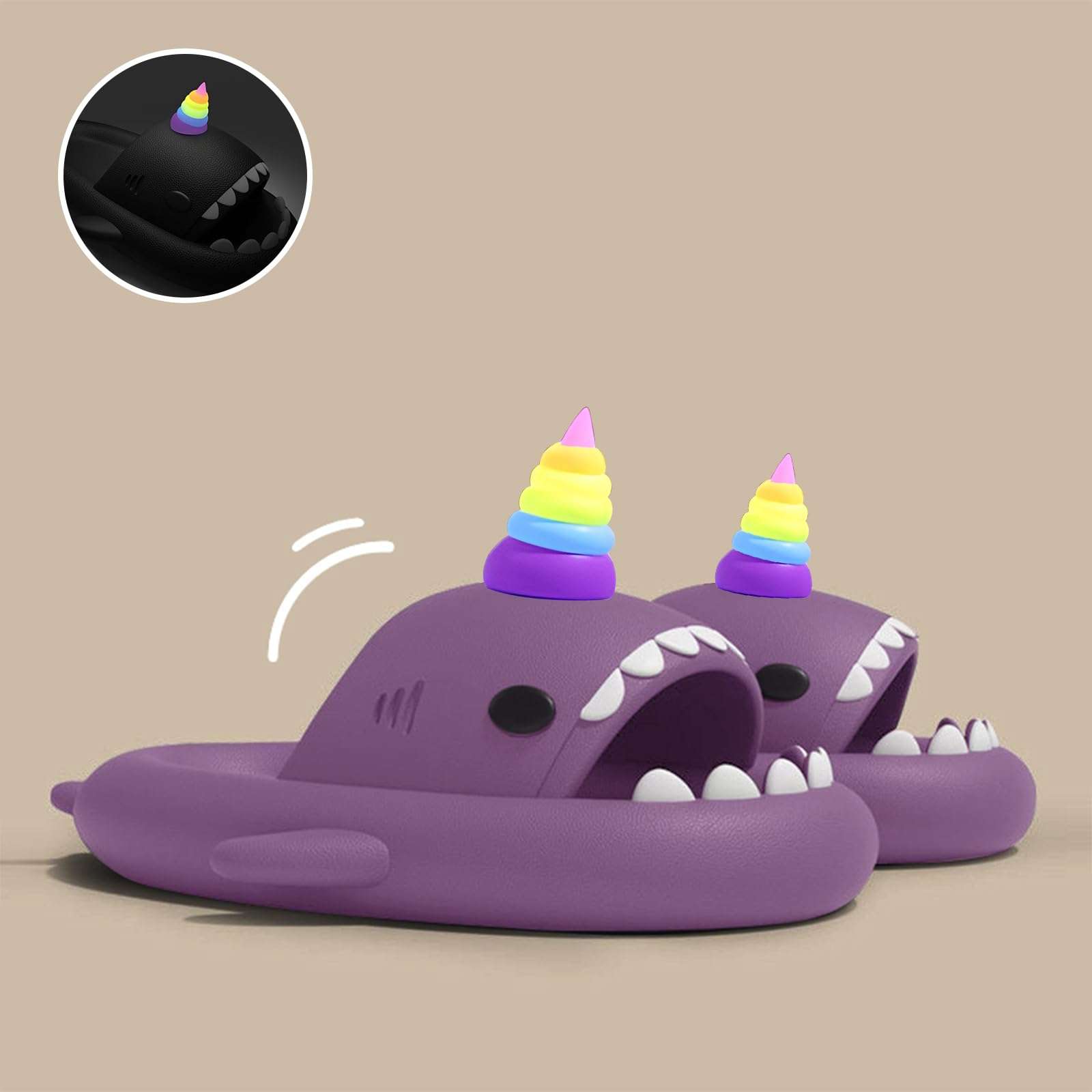 AGERALIY Shark Slides Fins,1Pair Shark Slippers Replacement Top Fins with Luminous, Cloud Shark Slides Shoes Accessories (Ice Flame,One Size) 3