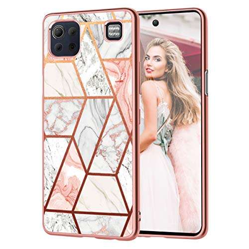 Fingic LG K92 Case, LG K92 5G Case Rose Gold Marble Slim Fit Shockproof Protective Hybrid Hard PC Soft TPU Bumper Cover Phone Cases for LG K92 5G, Rose Gold Marble 1