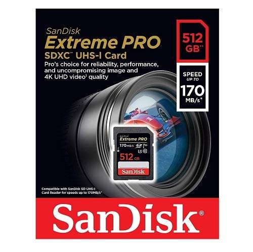 SanDisk Extreme PRO 512GB SD Card for Sony a1 Camera Class 10 UHS-I SDSDXXY-512G-GN4IN Bundle with (1) Everything But Stromboli 3.0 Memory Card Reader 2
