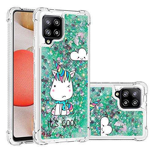 QIVSTARS Case for Samsung Galaxy A42 5G Soft TPU Bling Liquid Moving Quicksand Case for Women Luxury Shell Case Scratchproof Protective Slim Cover for Samsung Galaxy A42 5G Green Monster YB, K-4:Green Monster 1