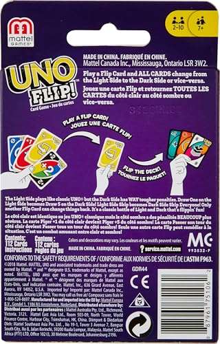 Mattel Games UNO FLIP! Card Game with Color Blind Accessible Deck for Kids, Adults & Family Night, 2 to 10 Players 4