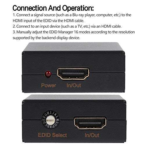 Zerone EDID Feeader EDID Manager Emulator Support 4K CEC, 1.4V Cable (Up to 10M Distance) 5