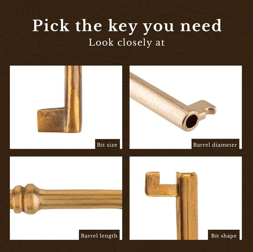 UNIQANTIQ HARDWARE SUPPLY Skeleton Key Set Reproduction for Antique Furniture - Cabinet Doors, Grandfather Clocks, Dresser Drawers Vintage Old Furniture | SK45 4