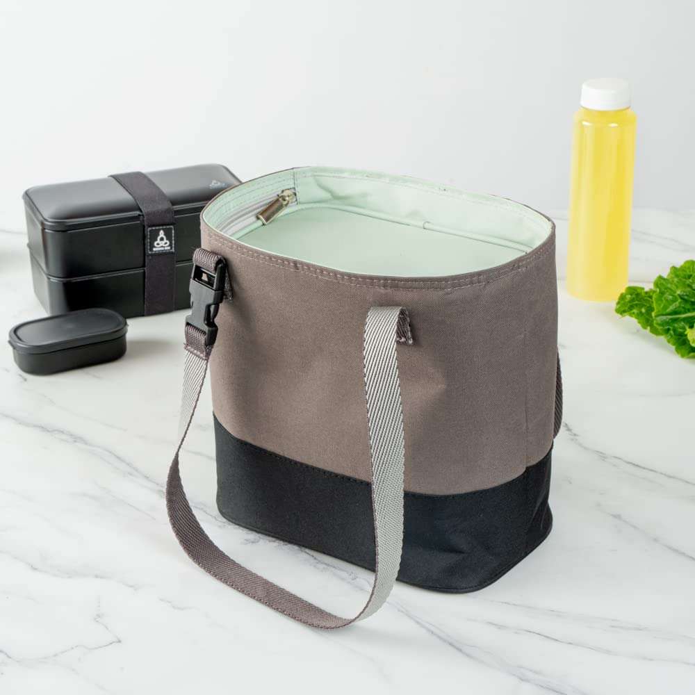 Bento Tek Buddha Box Insulated Lunch Bag - 8 3/4" x 5 1/2" x 7 3/4" - 1 count box, Brown 4