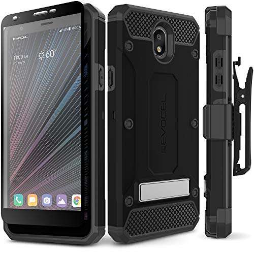 Evocel Explorer Series Pro Phone Case Compatible with Escape Plus, Tribute Royal, K30 (2019), Aristo 4 Plus, Arena 2, X320 with Glass Screen Protector and Belt Clip Holster, Black 1