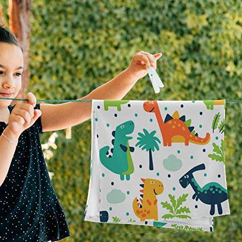 Vdsrup Cute Dinosaur Hand Towels Palm Dino Dragon Towel Set of 2 Forest Tree Small Bath Towels Soft Guest Face Towel Bathroom Decorations Thin Kitchen Tea Dish Towels 14x28 in 4